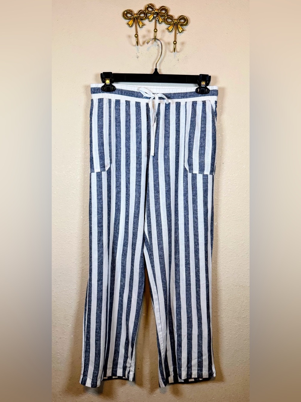 Cato Navy and White Striped Elastic Waist W/Drawstring Pull Up. Size XLP